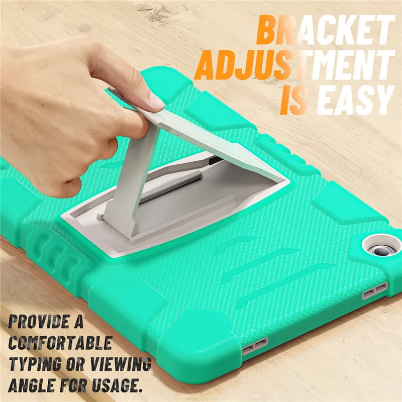 For Samsung Galaxy Tab A11+ Kickstand Case PC + Silicone Anti-Drop Tablet Cover - Mint Green