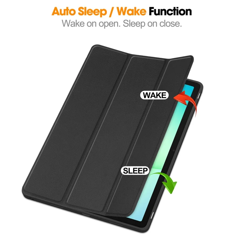 Standtaske til Samsung Galaxy Tab A11+ / A9+ med støddæmpende lædertilbehør med penneholder - Sort