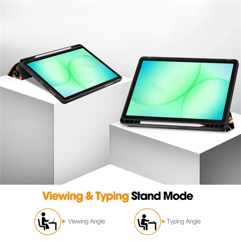 Funda para Tablet Samsung Galaxy Tab A11+ con Soporte Plegable Triple, Cuero con Patrón Impreso + Cubierta TPU con Portabolígrafos - Grafiti