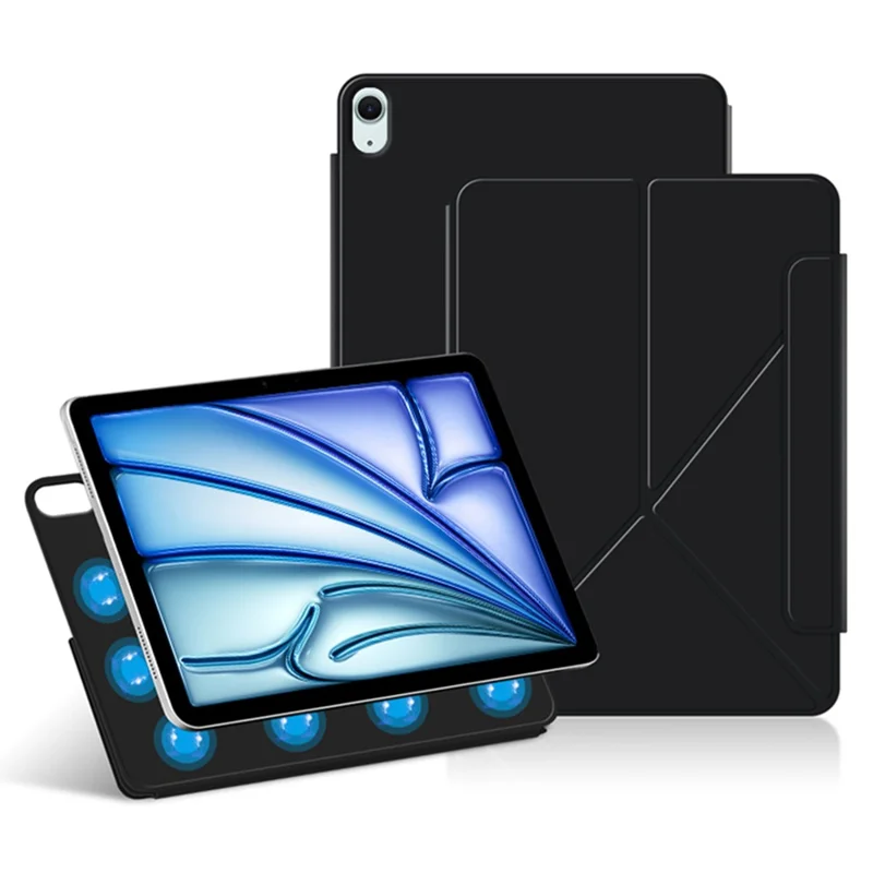 Für iPad Air 13 (2025) / (2024) Lederetui Origami-Ständer Magnetische Tablet-Abdeckung - Schwarz