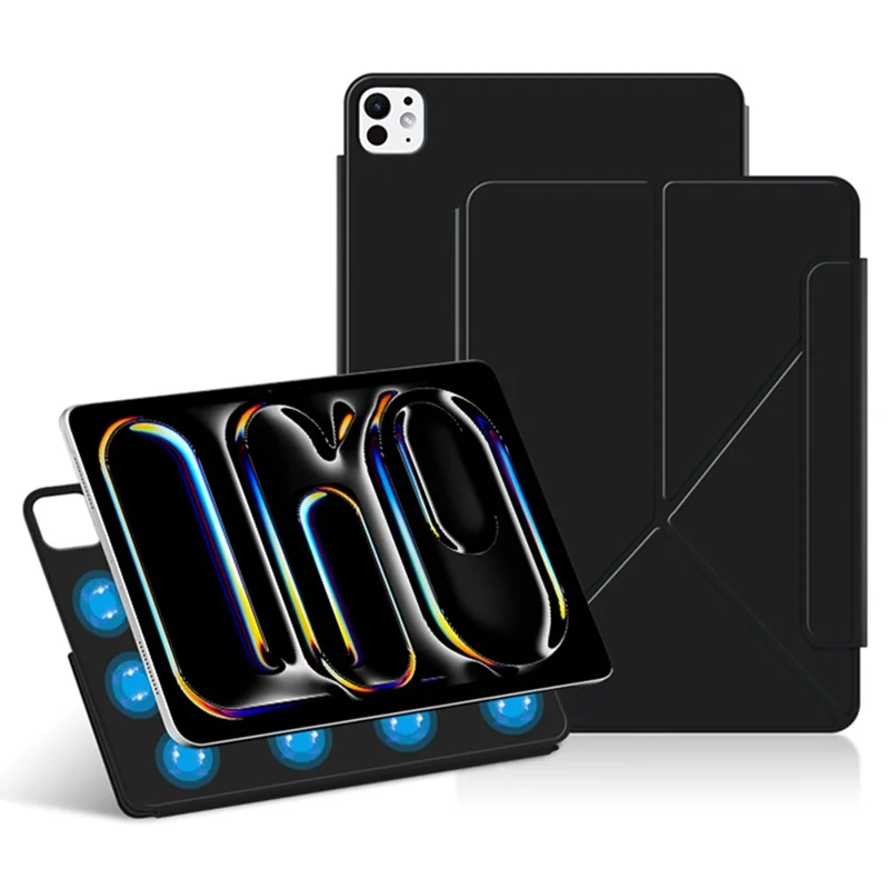 Étui en cuir Origami Stand Magnétique pour iPad Pro 13 (2025) / (2024) - Noir