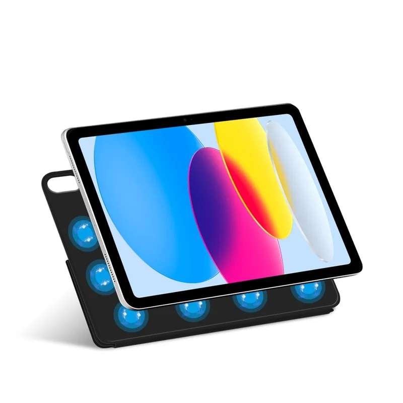 Pour iPad (2025) / iPad 10.9 (2022) Étui en cuir Origami Support Magnétique Couverture de Tablette - Noir