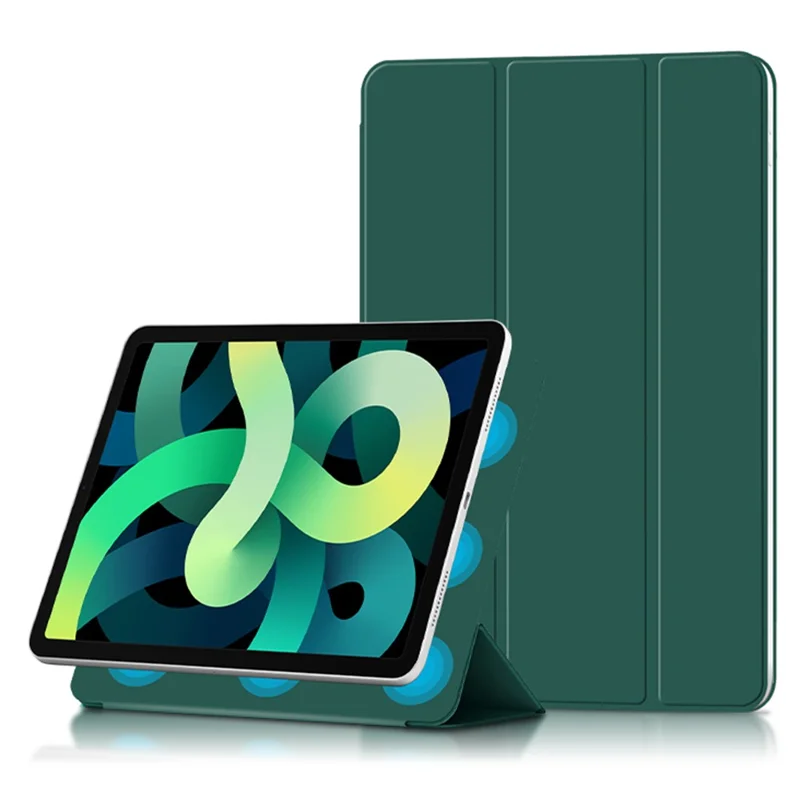 Für iPad Air (2022) / (2020) Dreifach Klappbare Ständer Hülle PU Leder + TPU Tablet Schutzhülle - Grün