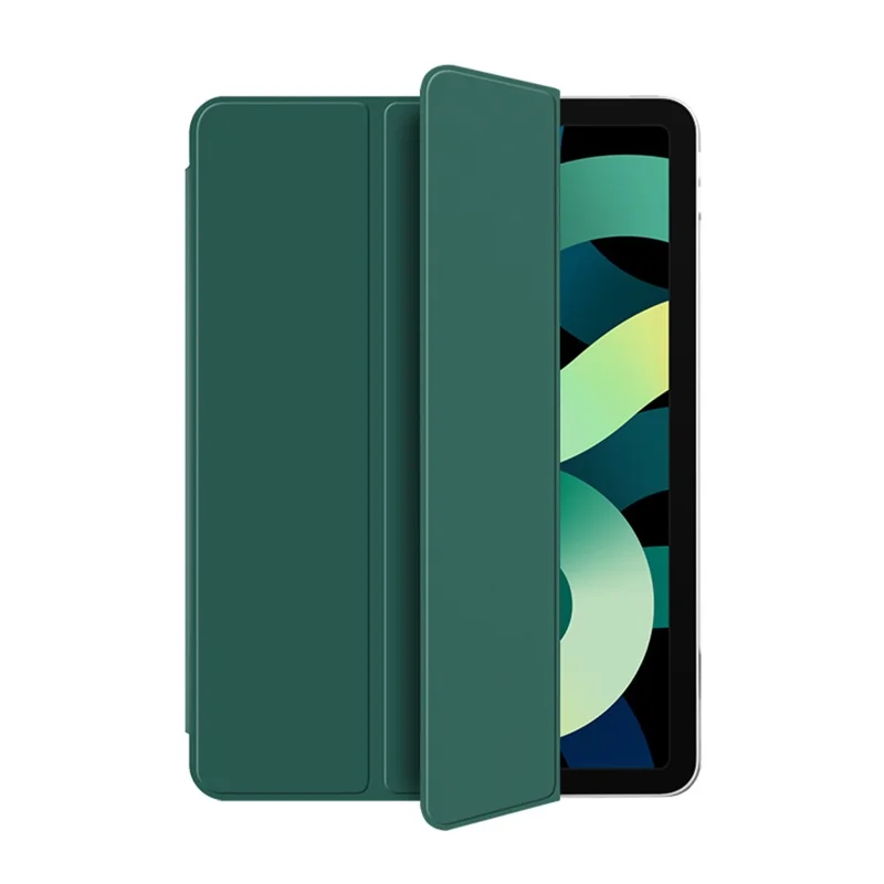 Für iPad Air (2022) / (2020) Dreifach Klappbare Ständer Hülle PU Leder + TPU Tablet Schutzhülle - Grün