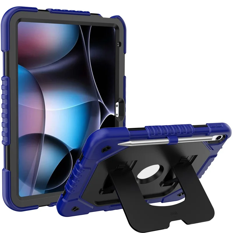 Tablet-Hülle mit Ständer aus Silikon + PC für iPad (2025) / iPad 10,9 (2022) – Marineblau