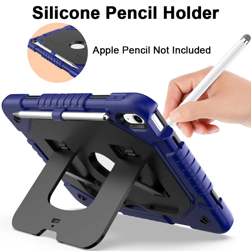 Tablet-Hülle mit Ständer aus Silikon + PC für iPad (2025) / iPad 10,9 (2022) – Marineblau