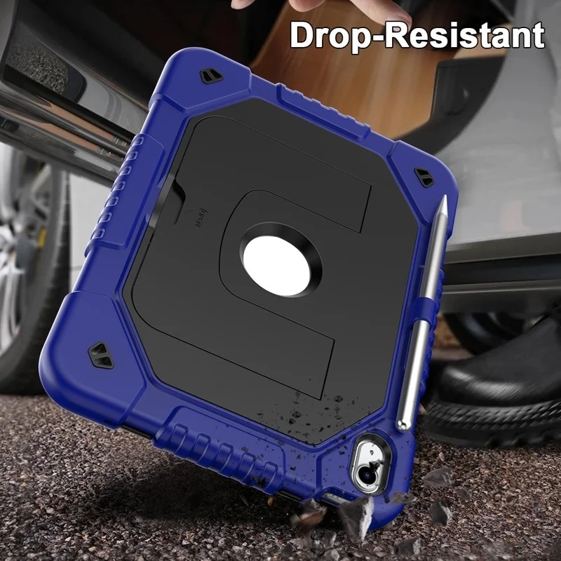 Tablet-Hülle mit Ständer aus Silikon + PC für iPad (2025) / iPad 10,9 (2022) – Marineblau