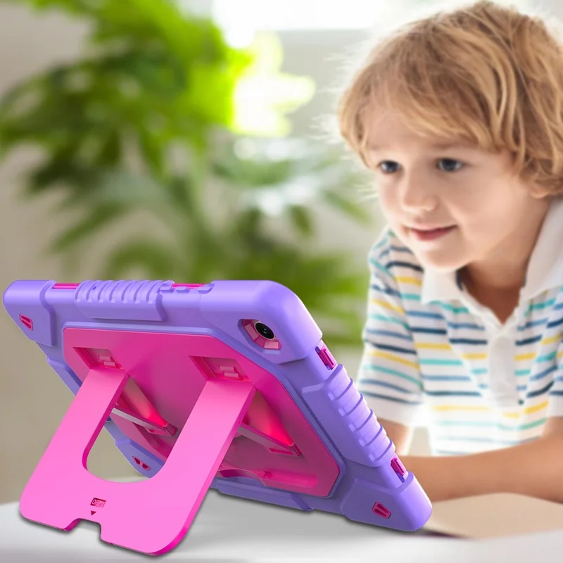 Tablet-Hülle für Samsung Galaxy Tab A11+ / A9+ mit Ständer, Silikon + PC, Hot Pink