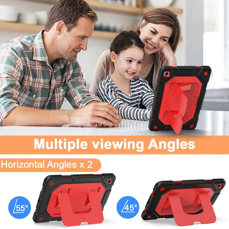 For Samsung Galaxy Tab A11+ / A9+ Case Kickstand Silicone + PC Tablet Cover - Red