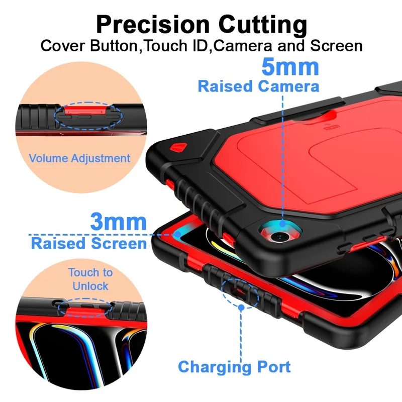 For Samsung Galaxy Tab A11+ / A9+ Case Kickstand Silicone + PC Tablet Cover - Red
