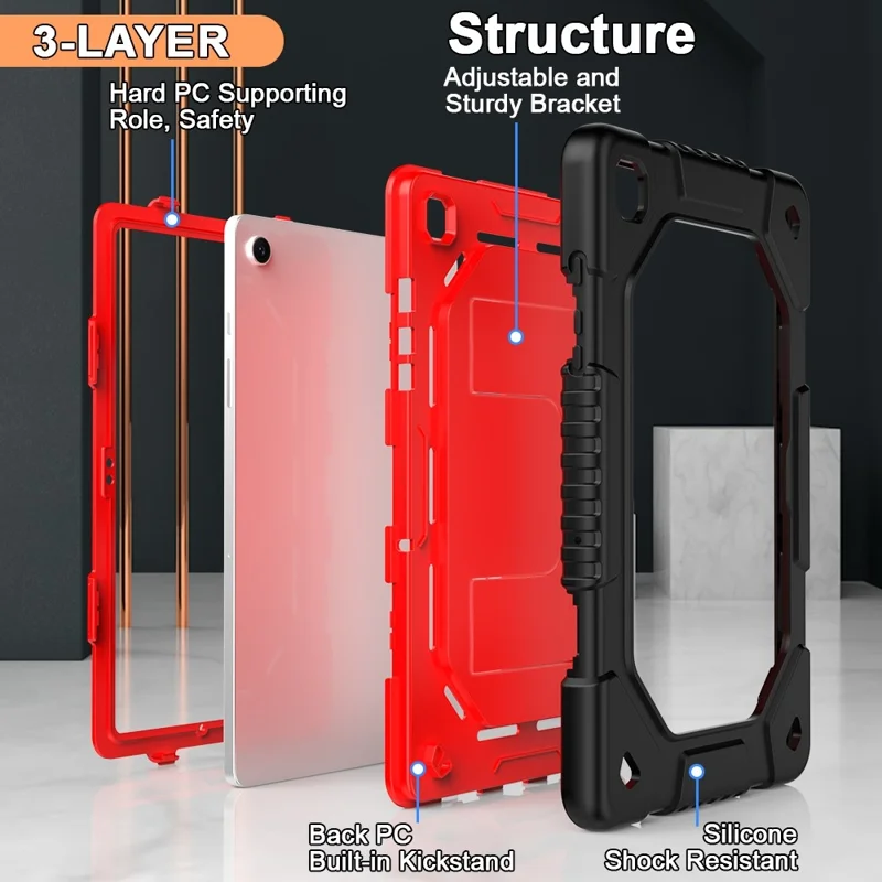 For Samsung Galaxy Tab A11+ / A9+ Case Kickstand Silicone + PC Tablet Cover - Red