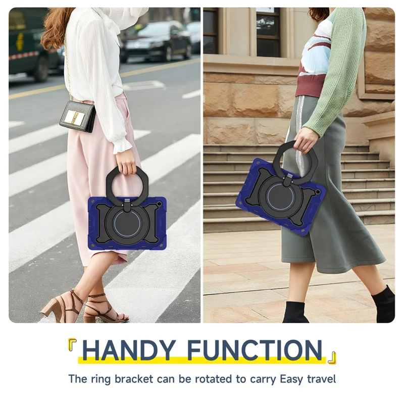 For Samsung Galaxy Tab A11+ Case with Kickstand PC + Silicone Shockproof Rugged Tablet Cover - Navy Blue