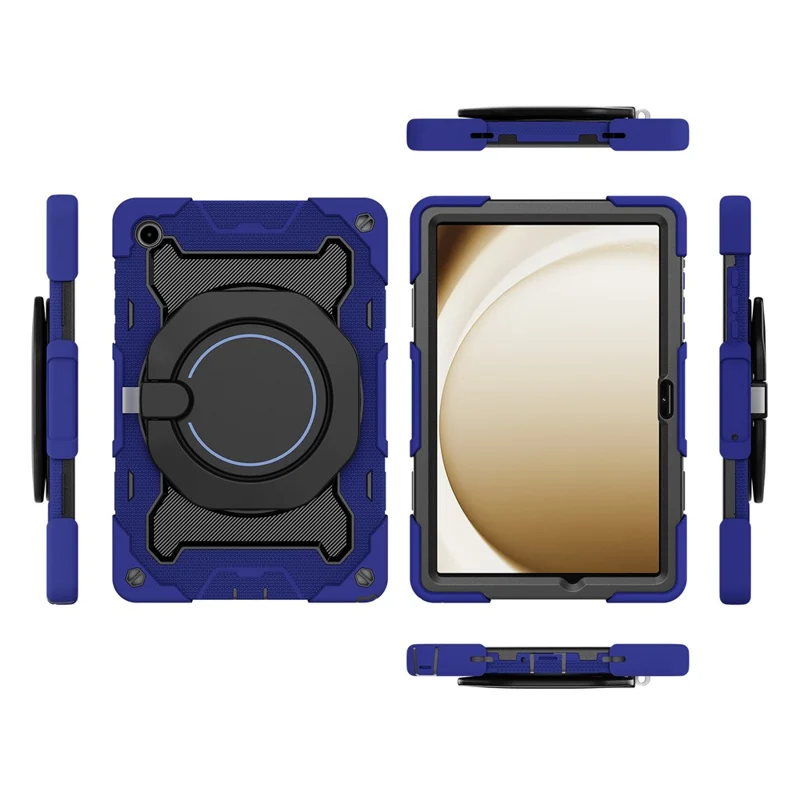 For Samsung Galaxy Tab A11+ Case with Kickstand PC + Silicone Shockproof Rugged Tablet Cover - Navy Blue