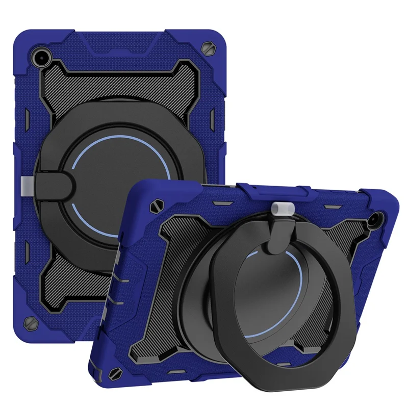 For Samsung Galaxy Tab A11+ Case with Kickstand PC + Silicone Shockproof Rugged Tablet Cover - Navy Blue