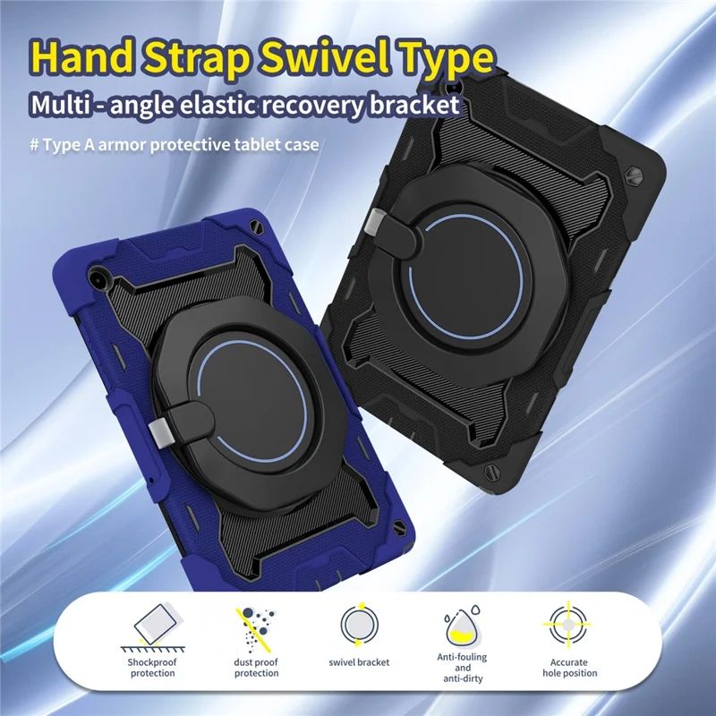 For Samsung Galaxy Tab A11+ Case with Kickstand PC + Silicone Shockproof Rugged Tablet Cover - Navy Blue