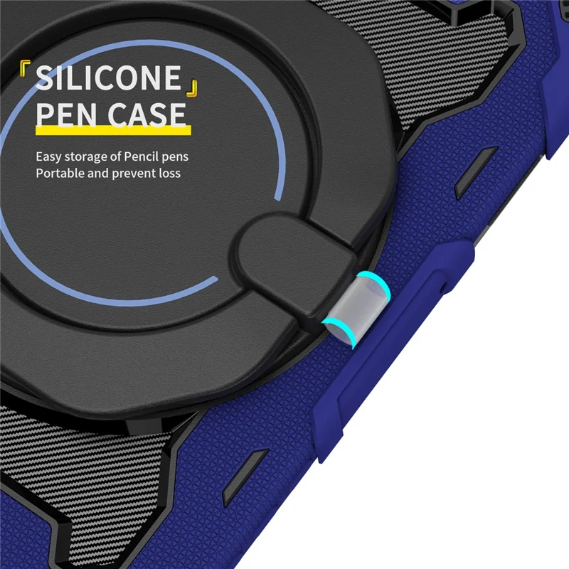 For Samsung Galaxy Tab A11+ Case with Kickstand PC + Silicone Shockproof Rugged Tablet Cover - Navy Blue