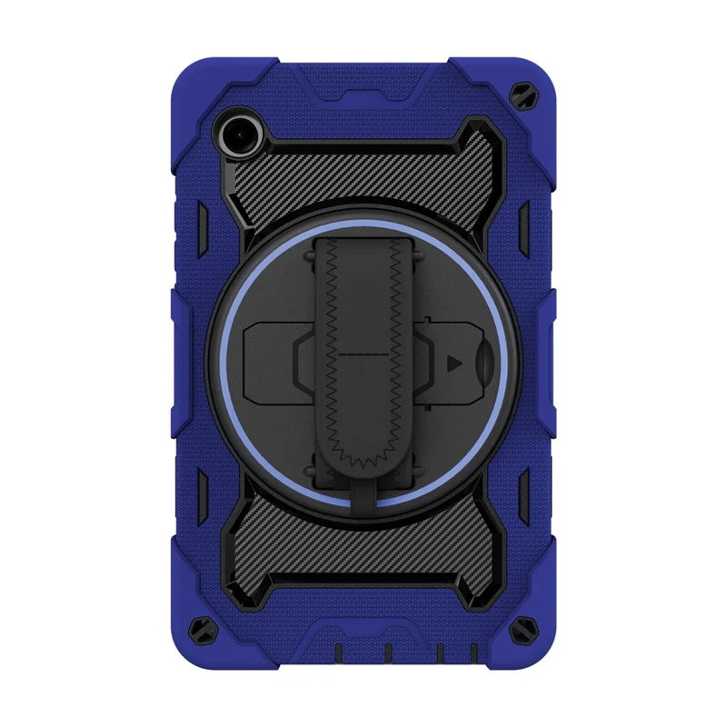 Etui z podpórką i paskiem na rękę do Samsung Galaxy Tab A11+, pokrowiec tabletu PC + silikon - granatowy