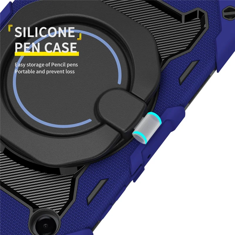 For Samsung Galaxy Tab A11 Case with Kickstand PC + Silicone Shockproof Rugged Tablet Cover - Navy Blue