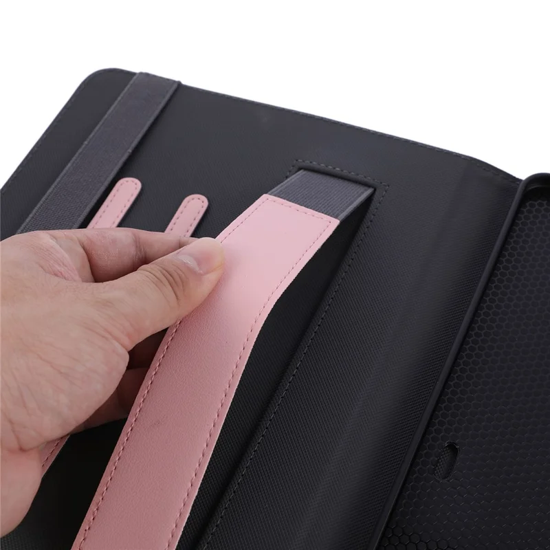 For Samsung Galaxy Tab S11 Case Foldable Stand Leather Tablet Cover with Handheld Wristband - Pink