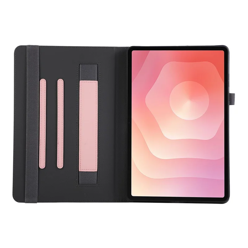 For Samsung Galaxy Tab S11 Case Foldable Stand Leather Tablet Cover with Handheld Wristband - Pink