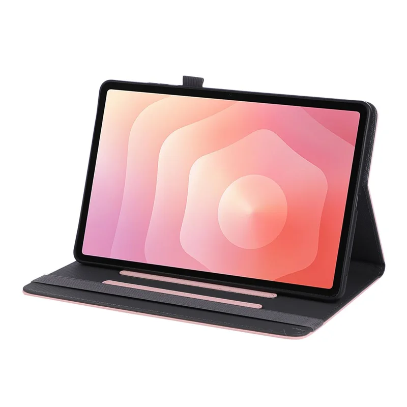 For Samsung Galaxy Tab S11 Case Foldable Stand Leather Tablet Cover with Handheld Wristband - Pink