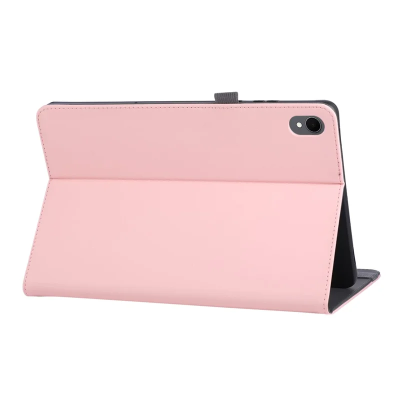 For Samsung Galaxy Tab S11 Case Foldable Stand Leather Tablet Cover with Handheld Wristband - Pink