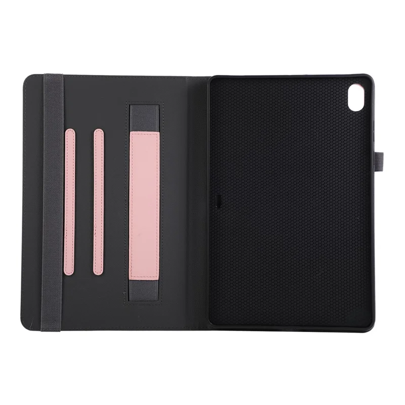 For Samsung Galaxy Tab S11 Case Foldable Stand Leather Tablet Cover with Handheld Wristband - Pink