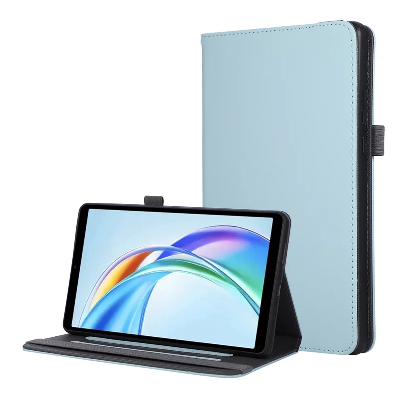For Honor Pad X7 Case Foldable Stand Leather Tablet Cover with Handheld Wristband - Blue