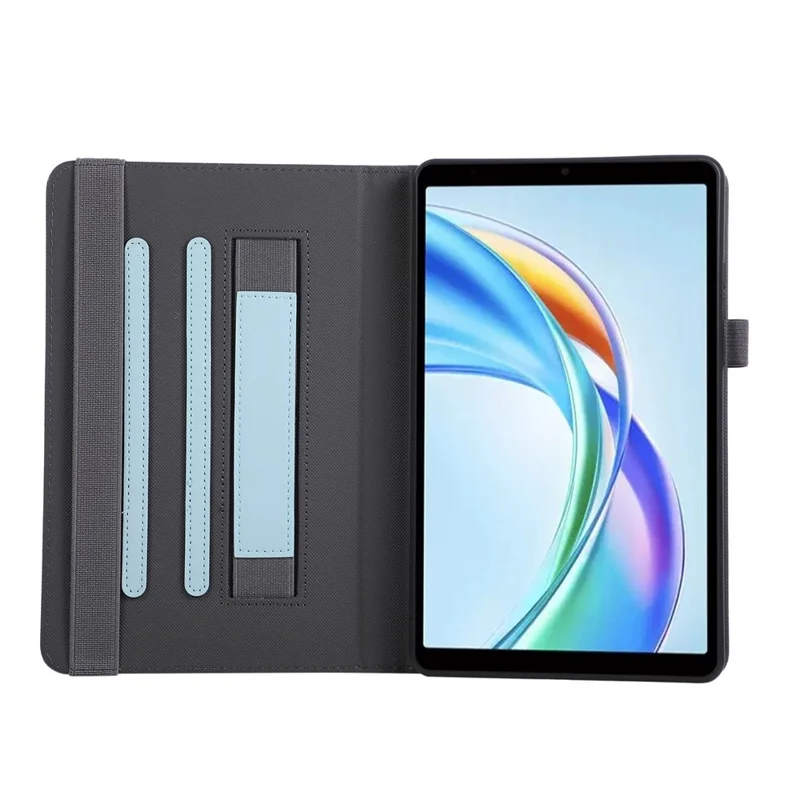 For Honor Pad X7 Case Foldable Stand Leather Tablet Cover with Handheld Wristband - Blue