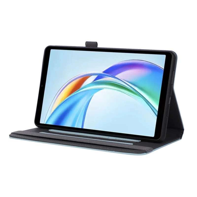 For Honor Pad X7 Case Foldable Stand Leather Tablet Cover with Handheld Wristband - Blue