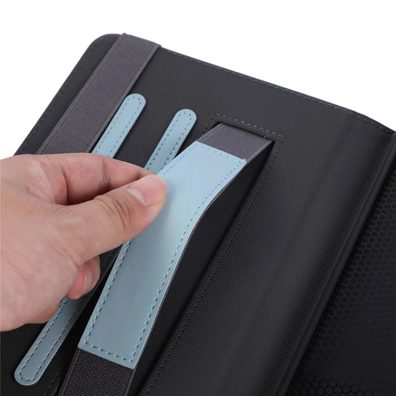 For Honor Pad X7 Case Foldable Stand Leather Tablet Cover with Handheld Wristband - Blue