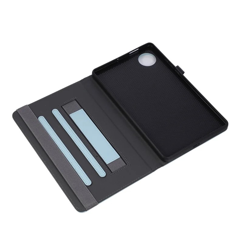 For Honor Pad X7 Case Foldable Stand Leather Tablet Cover with Handheld Wristband - Blue