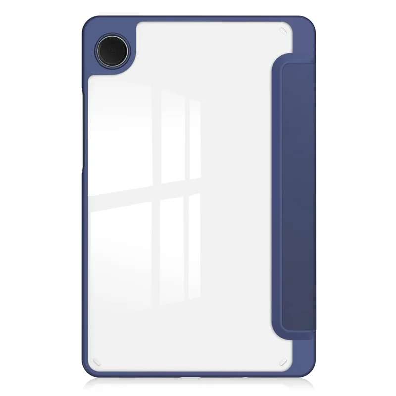 Til Samsung Galaxy Tab A11 Taske med Auto Sleep / Wake, Transparent Akryl TPU Læderdæksel med Penneholder - Mørkeblå