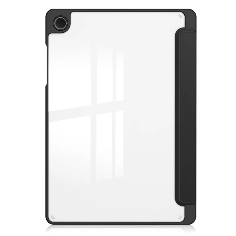 For Samsung Galaxy Tab A11+ Case Auto Sleep  /  Wake Clear Acrylic TPU Leather Tablet Cover with Pen Slot - Black