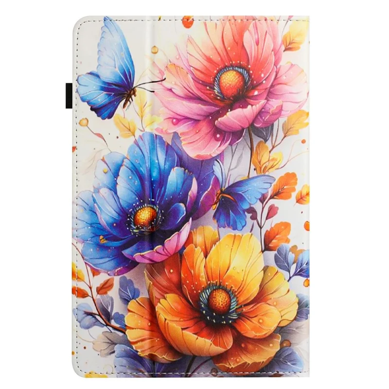 Custodia in Pelle con Grana di Litchi e Stampa per Amazon Kindle Paperwhite (2024), Copertura per Tablet con Porta Carte e Funzione di Accensione/Spegnimento Automatica - Fiore