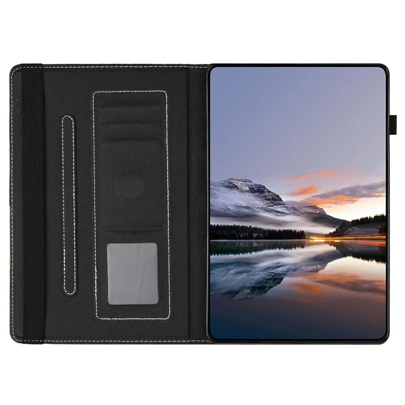 Litchi-Struktur-Lederhülle mit Blumenmuster für Samsung Galaxy Tab A7 Lite 8,7 Zoll T220 T225, Tablet-Hülle mit Kartenfach und automatischer Ein-/Ausschaltfunktion