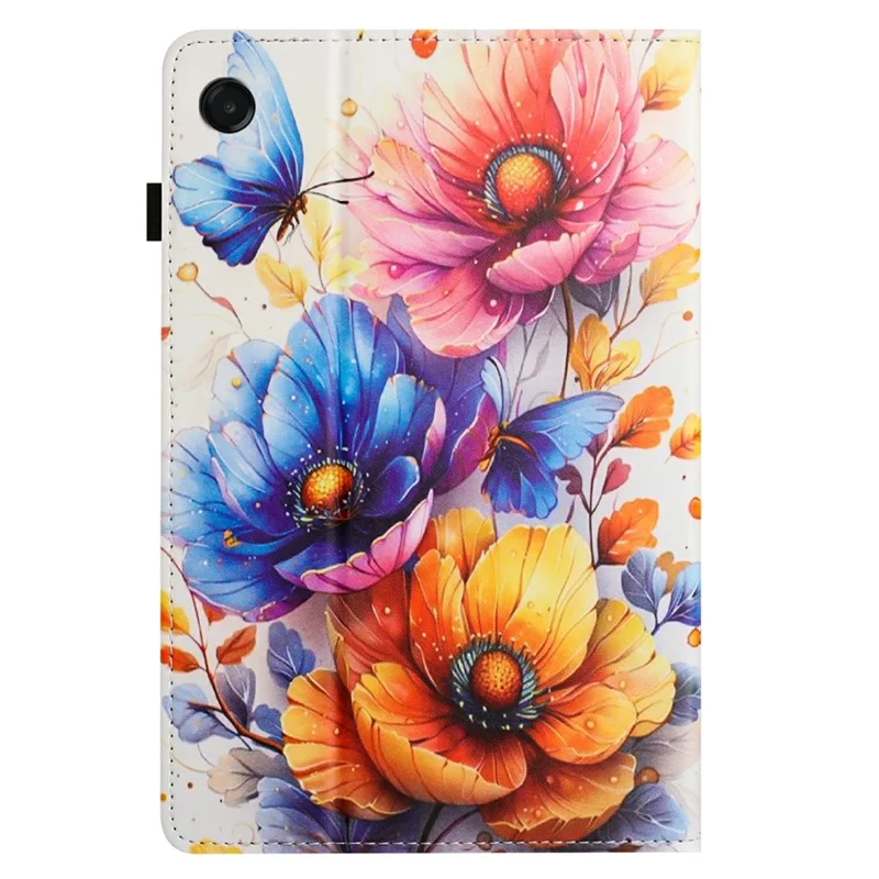 Etui z drukowaną skórą o fakturze litchi do Samsung Galaxy Tab A8 10,5 cala (2021) X200 X205, pokrowiec z włożeniem na kartę i automatycznym wybudzaniem/snu - Kwiaty