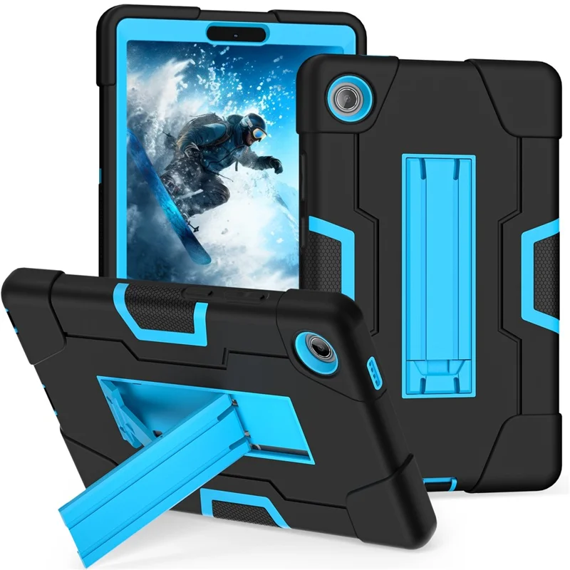 Capa para Tablet Lenovo Tab K9, Estilo Robô, Silicone + PC com Suporte - Preto / Azul