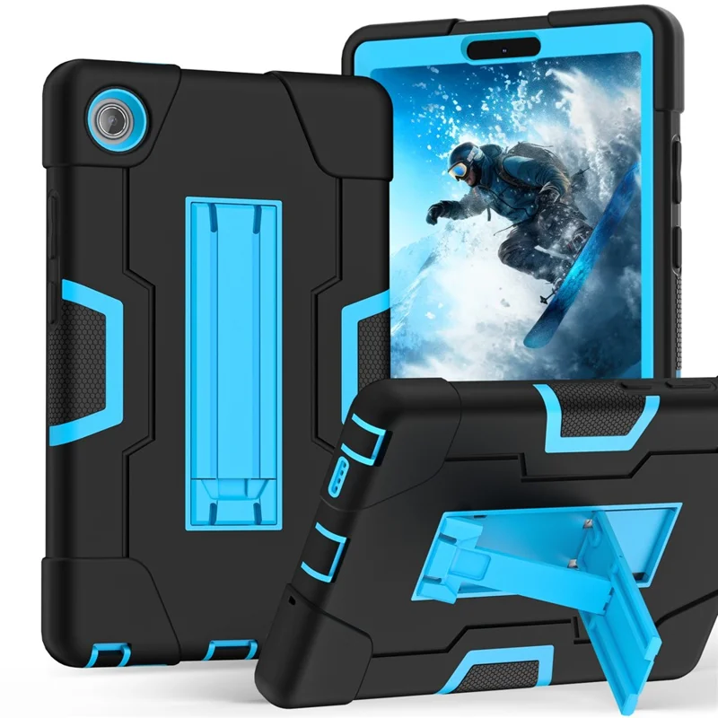 Capa para Tablet Lenovo Tab K9, Estilo Robô, Silicone + PC com Suporte - Preto / Azul