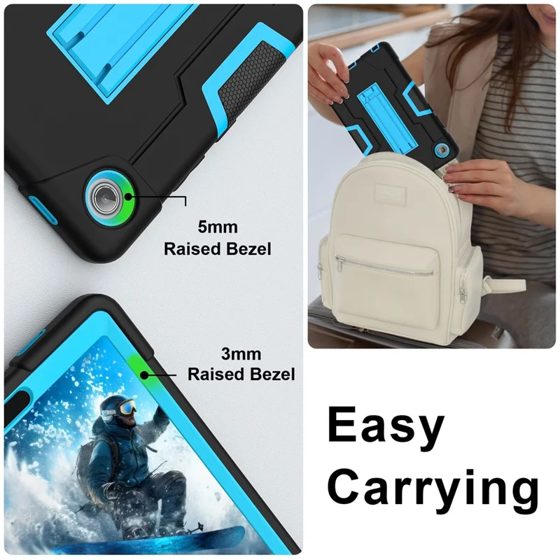 Capa para Tablet Lenovo Tab K9, Estilo Robô, Silicone + PC com Suporte - Preto / Azul