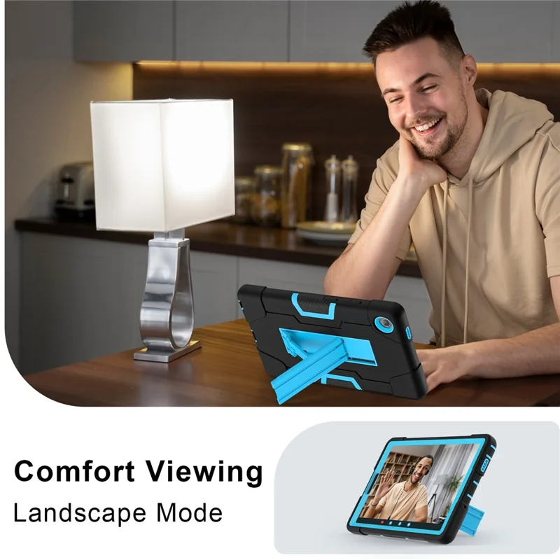 Capa para Tablet Lenovo Tab K9, Estilo Robô, Silicone + PC com Suporte - Preto / Azul