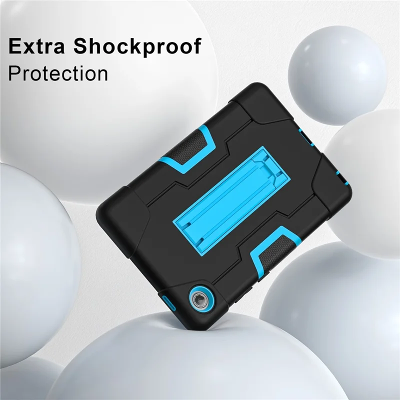 Capa para Tablet Lenovo Tab K9, Estilo Robô, Silicone + PC com Suporte - Preto / Azul