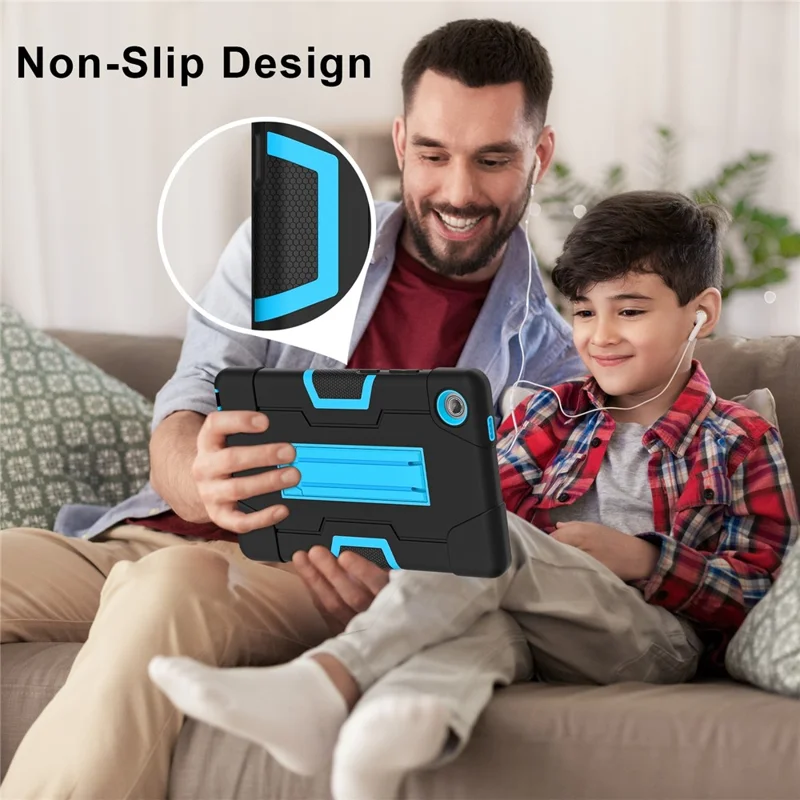 Capa para Tablet Lenovo Tab K9, Estilo Robô, Silicone + PC com Suporte - Preto / Azul