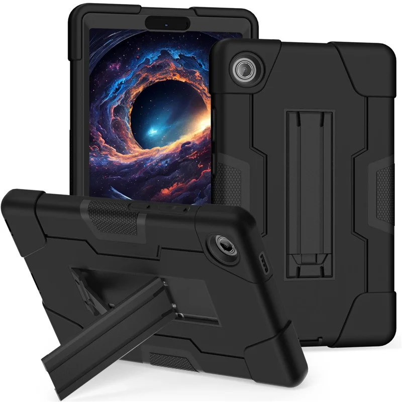 For Lenovo Tab K9 Case Robot Style Silicone + PC Tablet Cover with Kickstand - Black  /  Black