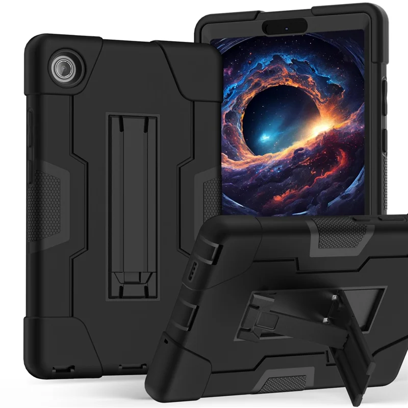 For Lenovo Tab K9 Case Robot Style Silicone + PC Tablet Cover with Kickstand - Black  /  Black