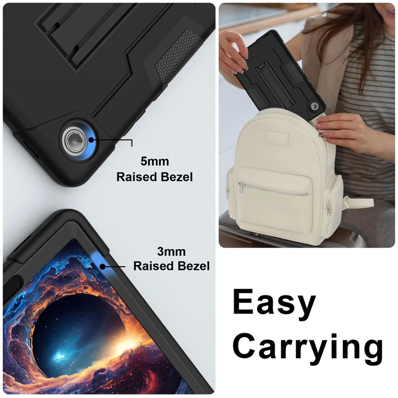 For Lenovo Tab K9 Case Robot Style Silicone + PC Tablet Cover with Kickstand - Black  /  Black