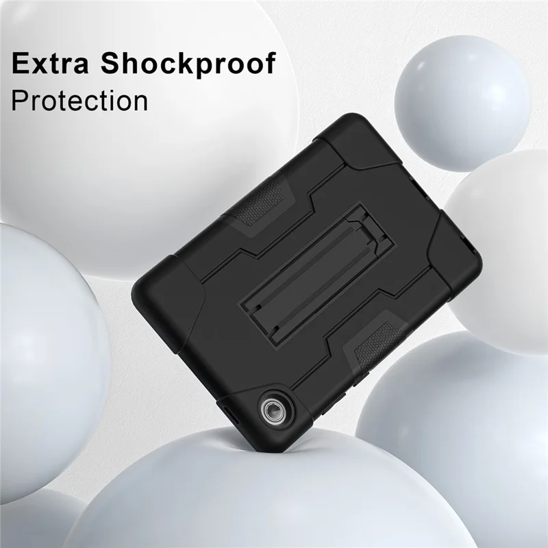 For Lenovo Tab K9 Case Robot Style Silicone + PC Tablet Cover with Kickstand - Black  /  Black