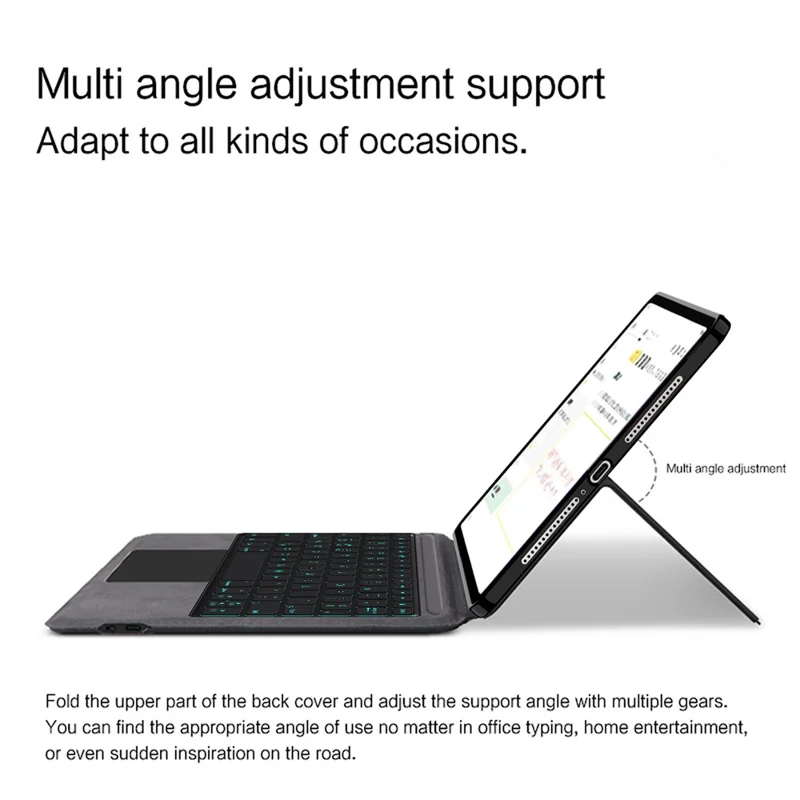 Für Oppo Pad 5 Ledertasche + Touchpad Bluetooth-kompatible Tastatur mit Hintergrundbeleuchtung