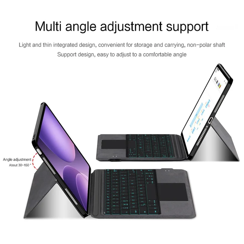 Für Oppo Pad 5 Ledertasche + Touchpad Bluetooth-kompatible Tastatur mit Hintergrundbeleuchtung