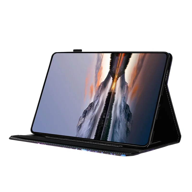 Capa de Couro com Estampa e Textura de Lichia para iPad 10,2 (2020) / (2019) / Air 10,5 polegadas (2019) / Pro 10,5 polegadas (2017) com Ranhura para Cartões e Capa com Ativação Automática Liga/Desliga - Flor